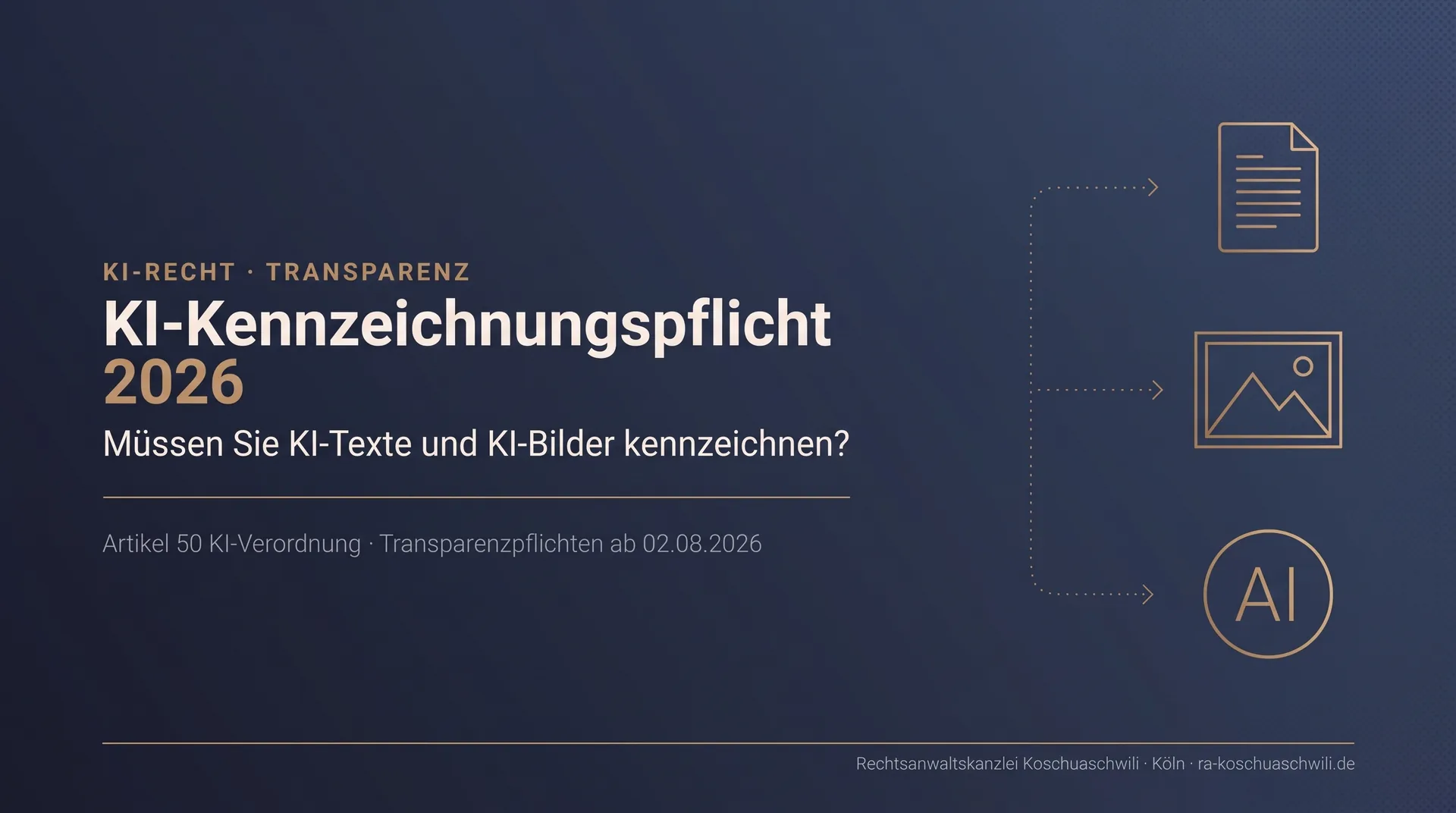 KI-Kennzeichnungspflicht nach Art. 50 KI-VO ab August 2026 (KI-gestützt erstellte Illustration)